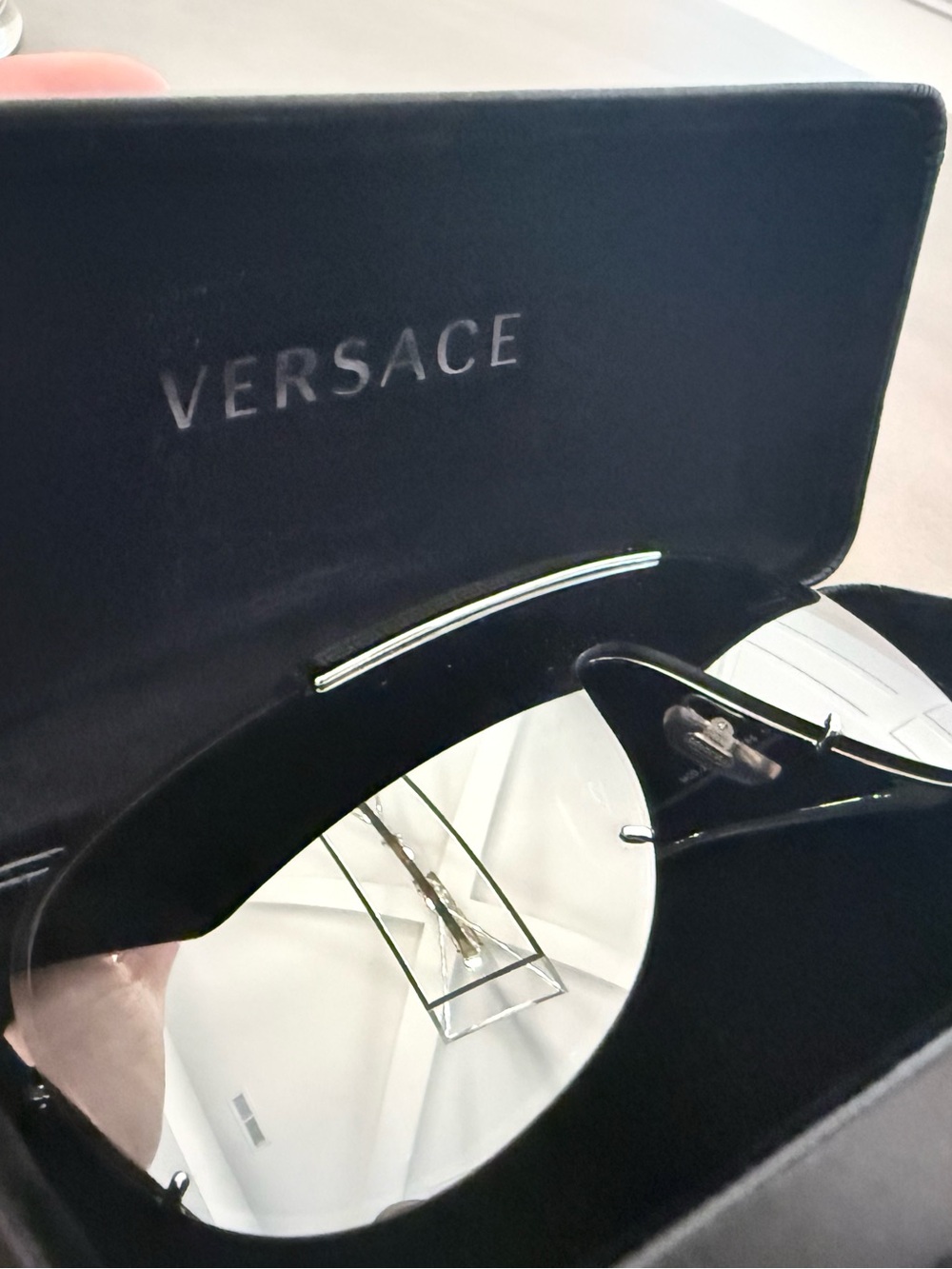 Versace Silver Shield Sunglasses with Greek Key Detail